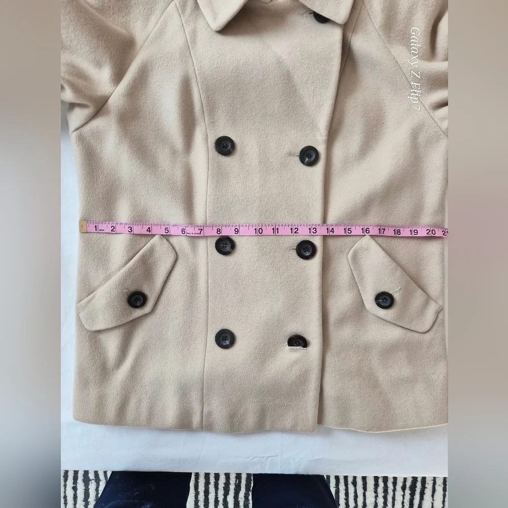 ​Talbots Petites 100% Wool Double Breasted Pea Coat Beige Tan Size 14P - Picture 5 of 10